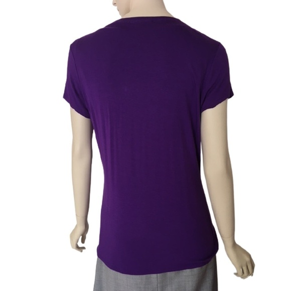 Tahari Ann Knit Rayon Pullover Top Tee T-Shirt Purple Sky L NWT - Picture 5 of 11